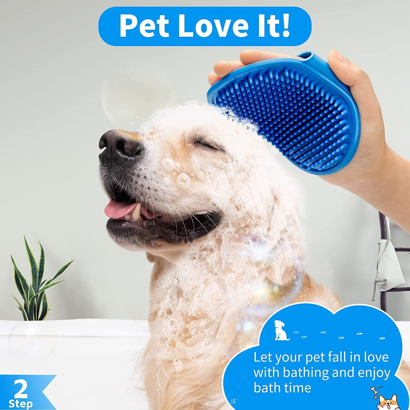 3-piece Set Dog Bath Brush Shampoo Brush Massage Brush With Adjustable