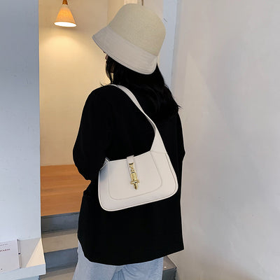 Simple casual drawlock crossbody shoulder bag