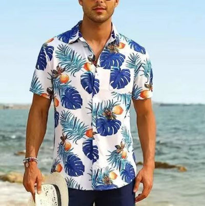 Men's Pocket Pattern Button Polo Shirt